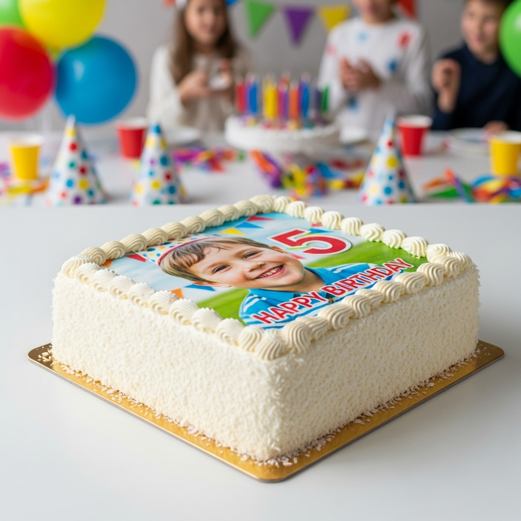 Birthday cake with print from the Happy Family Bakery