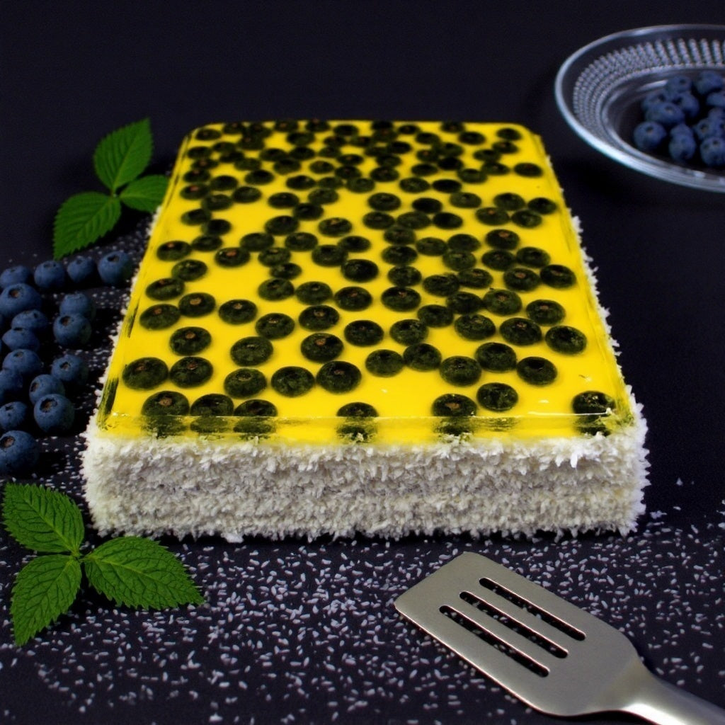 Blueberry cake, a handmade cake with fresh blueberries filled with delicious jelly