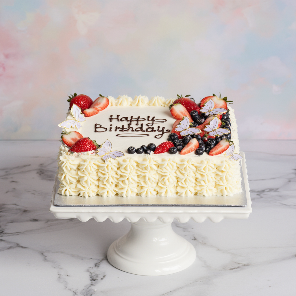 Cream & Berry Celebration Cake