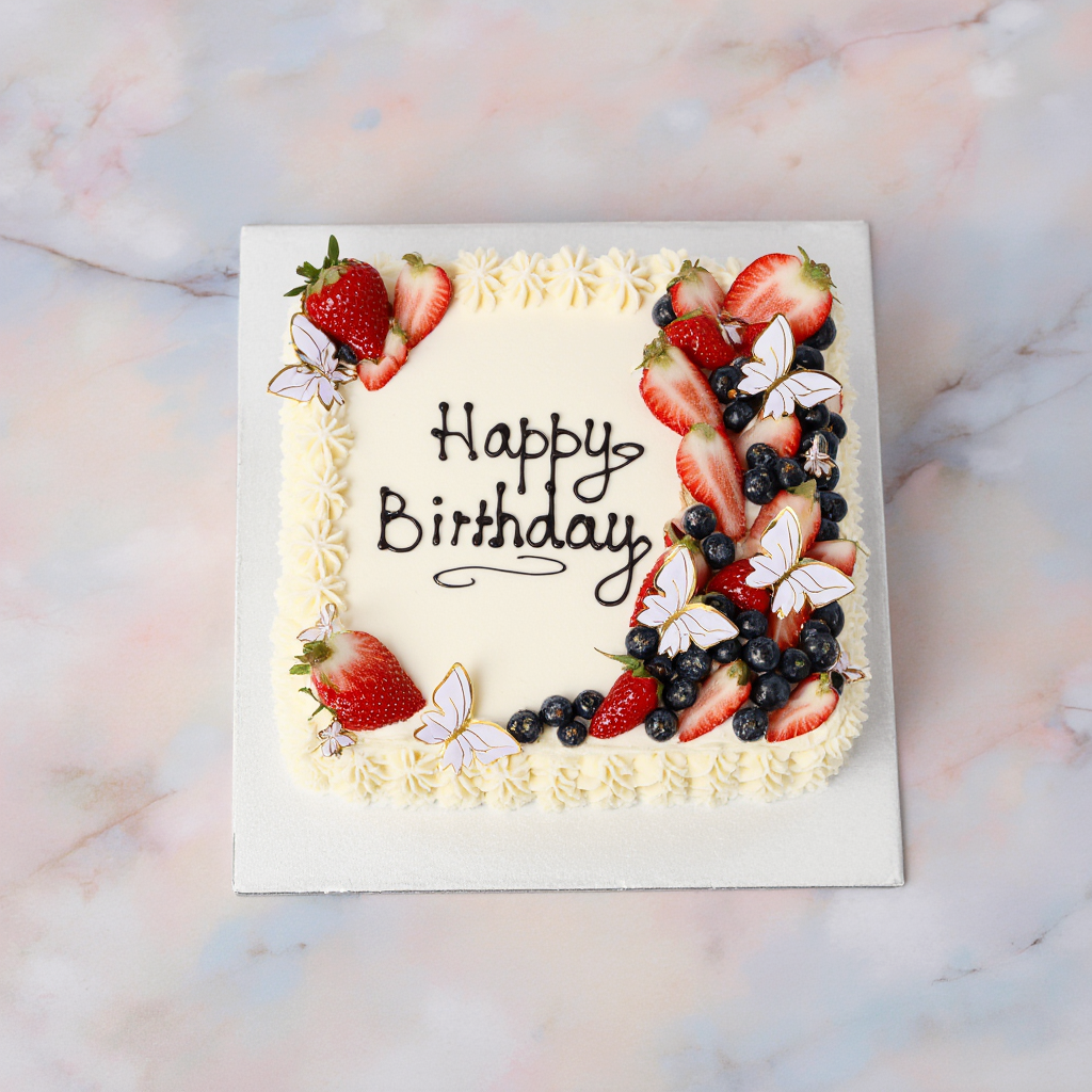Cream & Berry Celebration Cake
