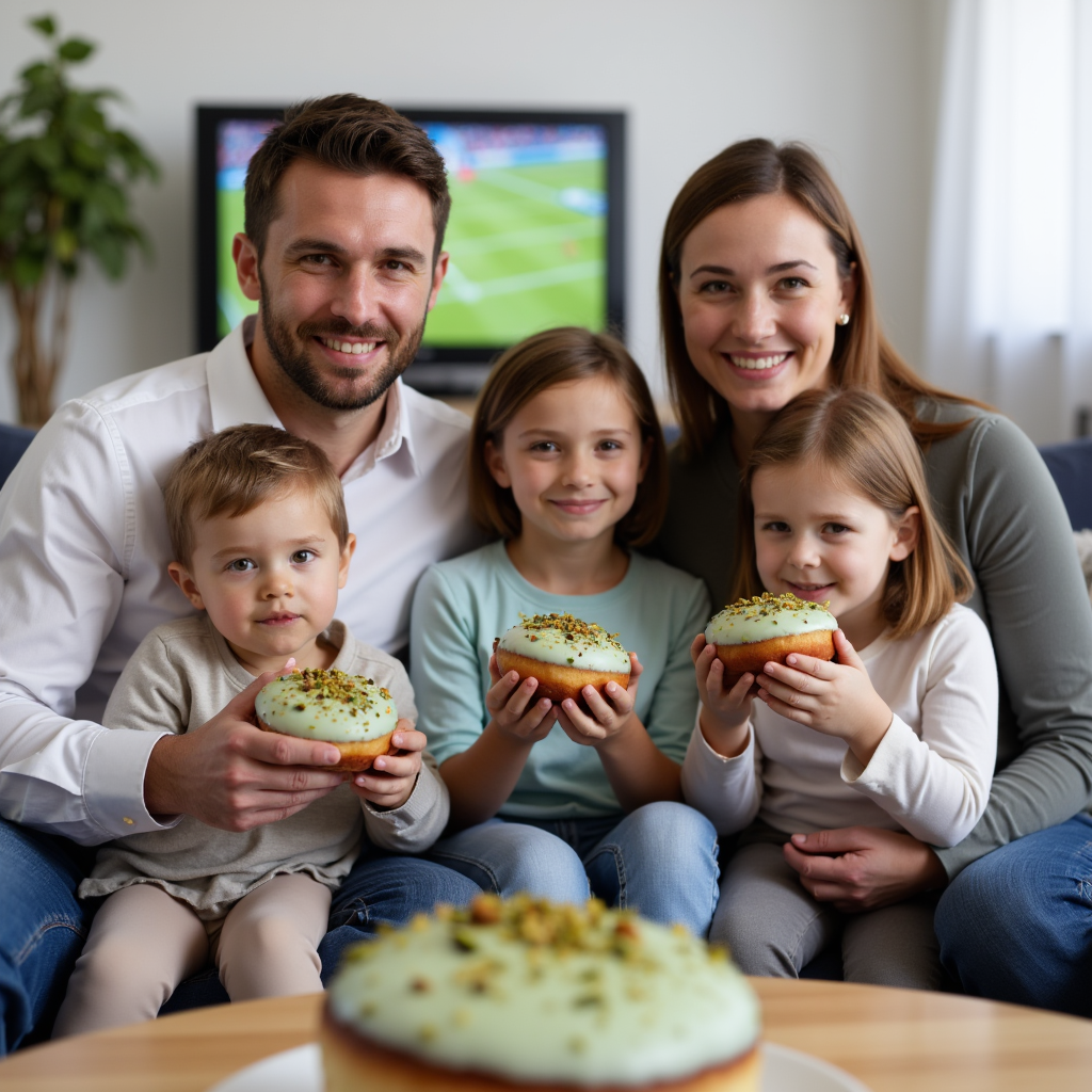 A family in Ireland watches football and eats donuts